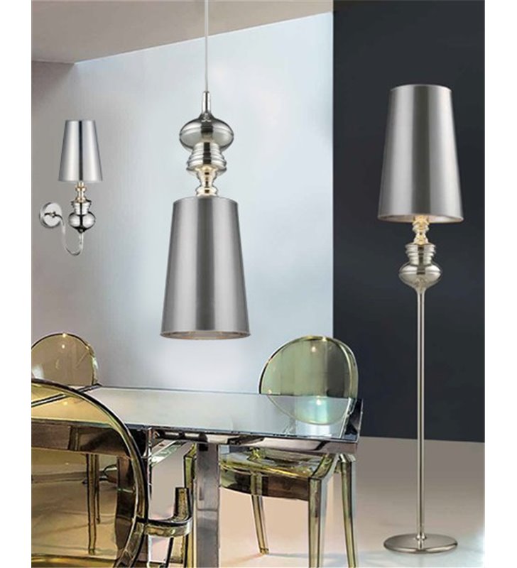Lampa podłogowa Baroco srebrna designerska w stylu glamour