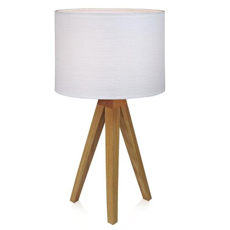 Lampa stołowa na drewnianej podstawie Kullen trójnóg do salonu sypialni na komodę stolik nocny