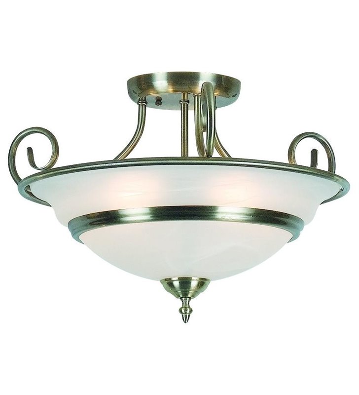 Lampa sufitowa Toledo klasyczna biały szklany klosz metal mosiądz antyczny