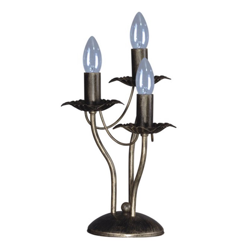 Klasyczna lampa stołowa Kordian świecznikowa bez kloszy na 3 żarówki