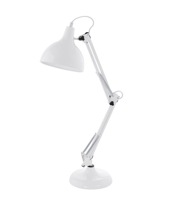Lampa biurkowa Borgillio biała metalowa wysoka łamana E27 - DOSTĘPNA OD RĘKI
