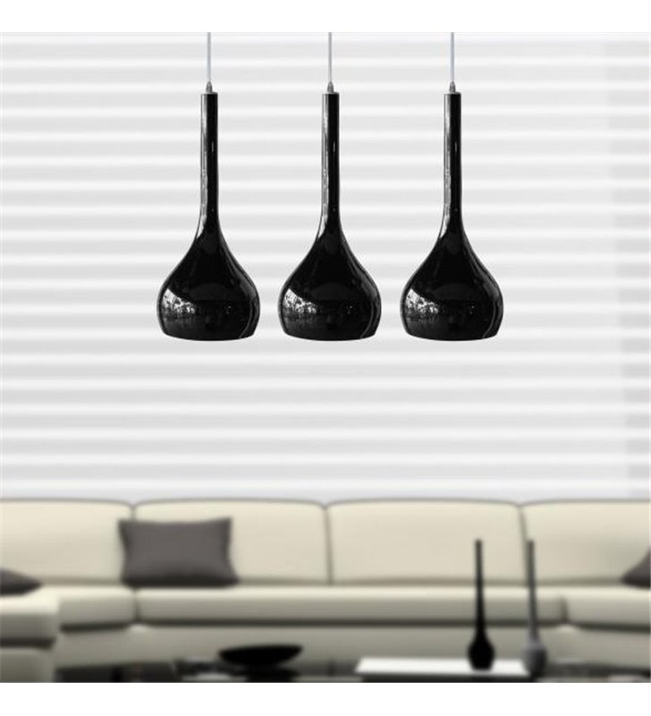 Lampa wisząca Soul czarna 3 zwisowa klosze pękate nad stół wyspę kuchenną do sypialni salonu jadalni i kuchni