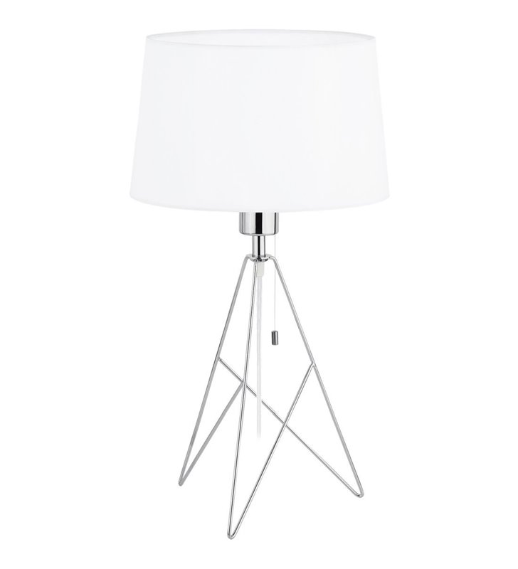 Camporale lampa stołowa na drucianej chromowanej podstawie z białym abażurem włącznik przy kloszu - OD RĘKI