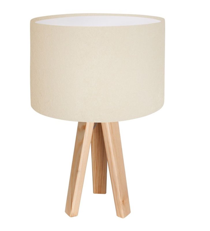 Kremowa lampka stołowa na 3 nogach Verbena Biała wnętrze abażura białe