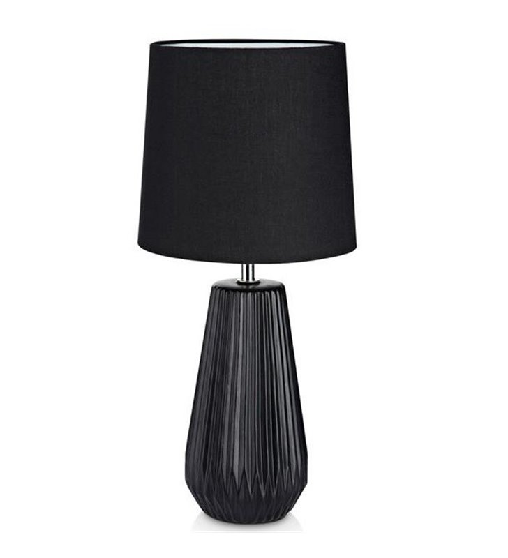 Czarna lampa stołowa Nicci podstawa z ceramiki abażur tekstylny