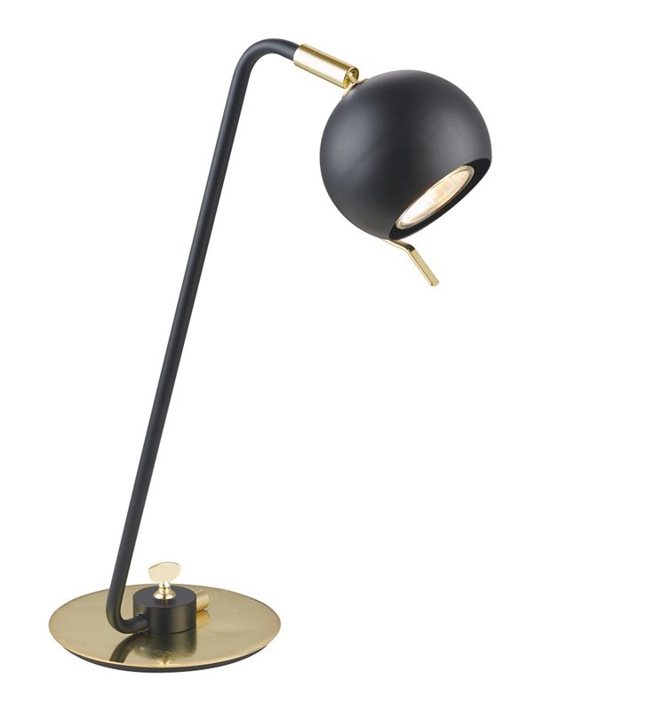 Czarno złota lampa Charissa z okrągłym kloszem żarówka GU10 nowoczesna