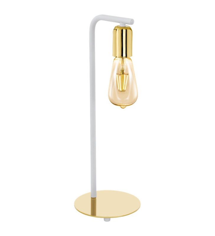 Lampka stołowa Adri2 złoto-biała dekoracja salonu lub sypialni bez klosza do dekoracyjnej żarówki