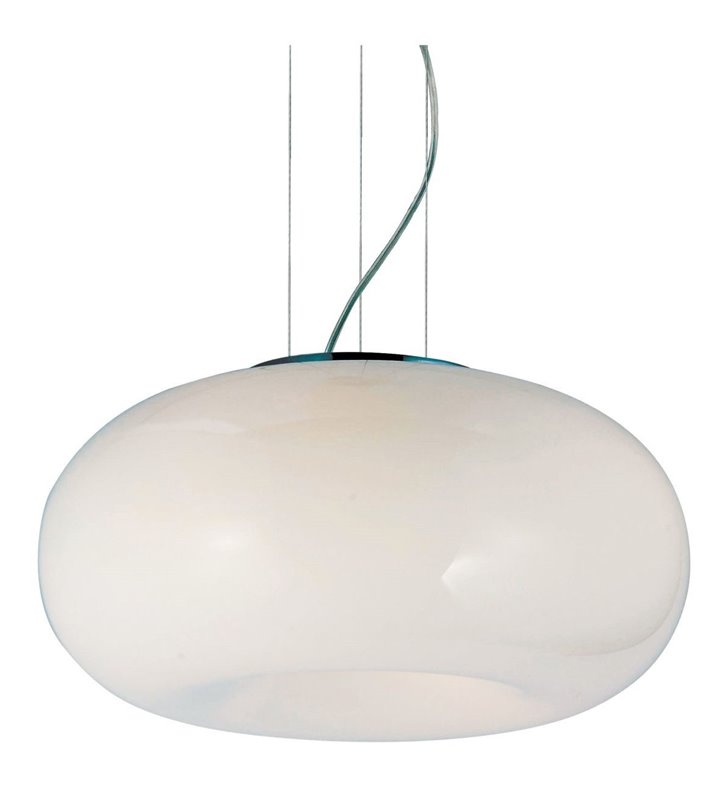 Biała szklana lampa wisząca o średnicy 46cm Optima długa