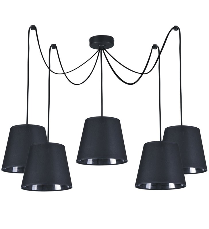 Czarna nowoczesna lampa wisząca Libero Black 5 płomienna mała podsufitka np. nad stół do jadalni