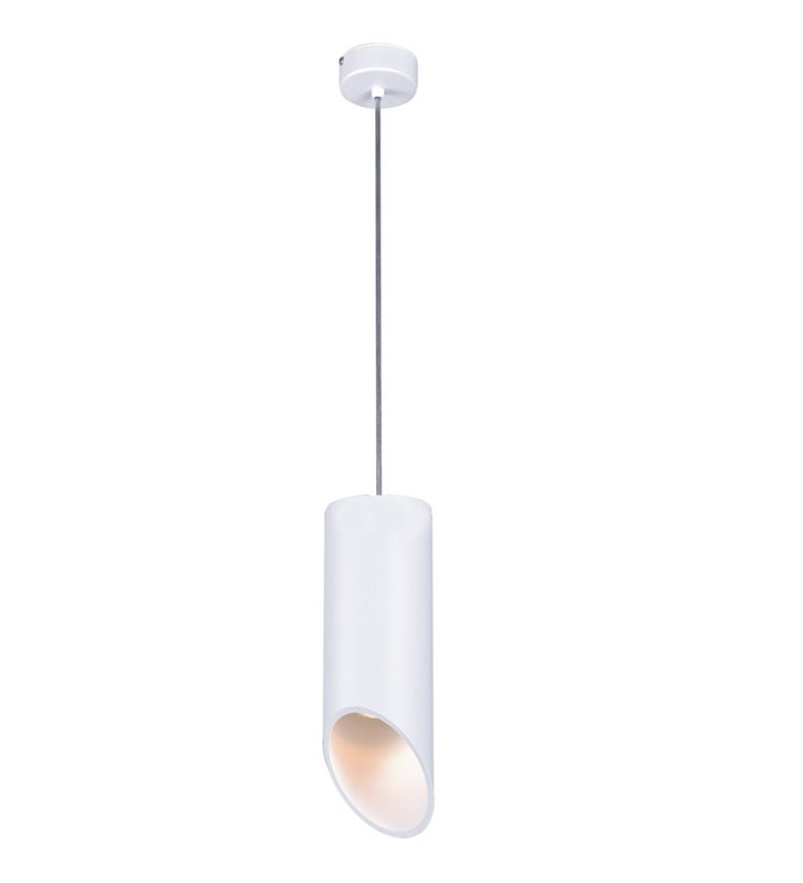 Asymetryczna biała lampa wisząca Alu II White nowoczesna w stylu technicznym