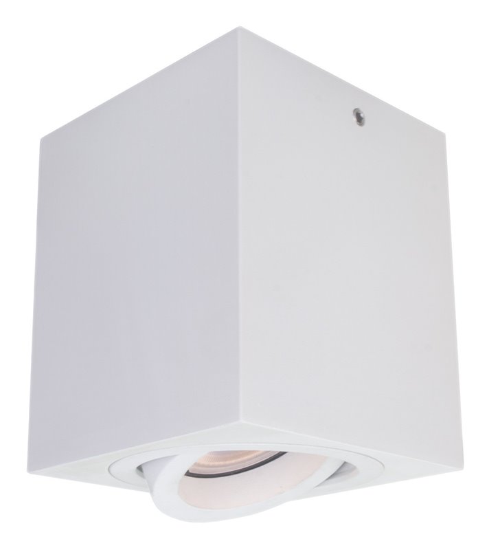 Ruchoma kwadratowa lampa sufitowa Emilio downlight biała szerokość 8cm wysokość 9,5cm