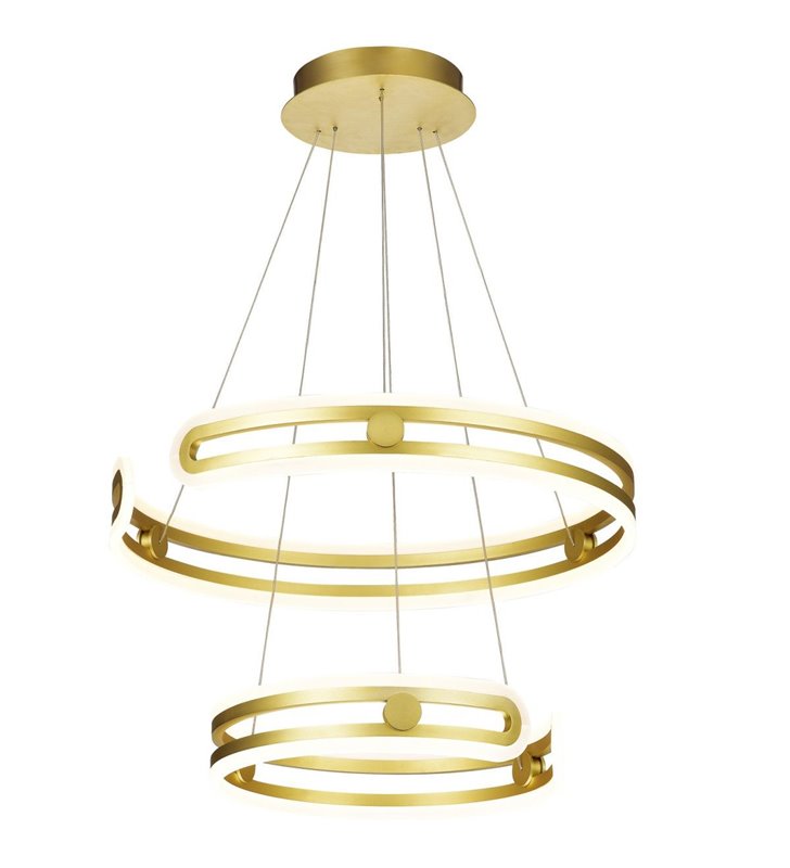Złota 2 poziomowa lampa wisząca Kiara LED 2 obręcze nowoczesna do jadalni sypialni kuchni salonu