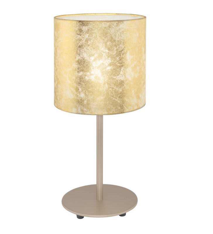 Lampa stołowa Viserbella ze złotym abażurem podstawa w kolorze szampana