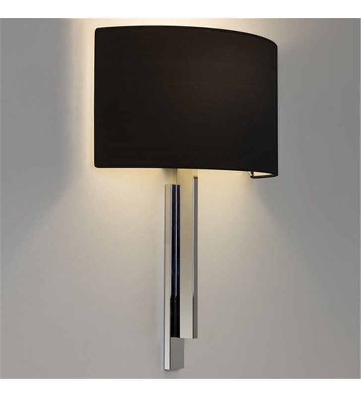 Tate stylowa abażurowa lampa ścienna chrom czarny do salonu sypialni jadalni na korytarz