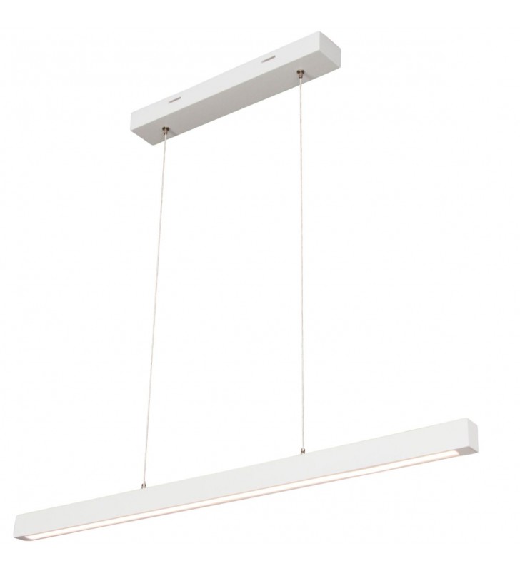 Lampa wisząca Smal1 LED biała z drewna 80cm ściemniacz dotykowy na kloszu np. nad stół do jadalni lub małego biura