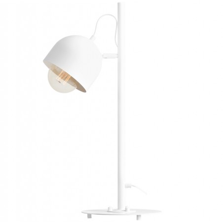 Biała lampa stołowa biurkowa Beryl White nowoczesna metalowa pasuje na biurko i stolik nocny