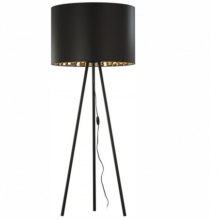 Nowoczesna lampa stojąca na 3 nogach Nallu czarna z abażurem