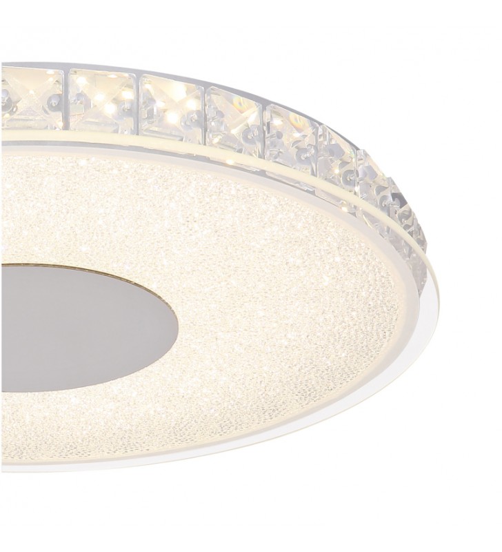 Szklany okrągły plafon Denni LED 30cm z akrylowymi kryształami