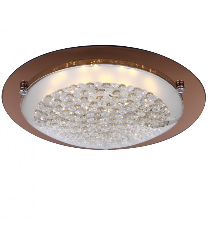 Plafon Tabasco LED 31cm lustrzana podstawa bursztynowe i bezbarwne kryształy