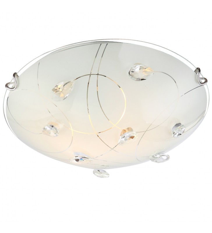 Szklany plafon zdobiony kryształami Alivia 30cm satyna 2xE27