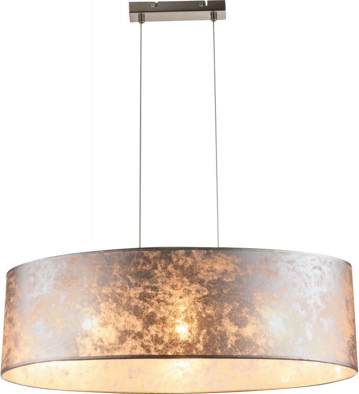 Srebrna owalna lampa wisząca Amy I abażur z tkaniny do jadalni kuchni nad stół salonu