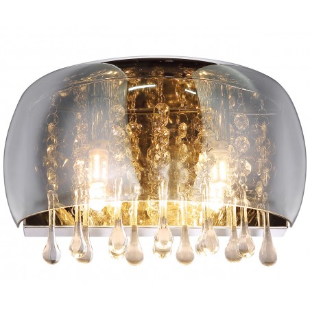 Szklana lampa ścienna z kryształami Kalla klosz dymiony styl glamour do salonu sypialni na korytarz