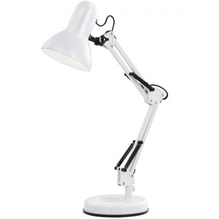Lampa biurkowa Famous biała z czarnymi detalami żarówka E27 - DOSTĘPNA OD RĘKI