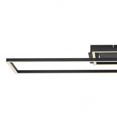 Prostokątny plafon sufitowy Tatjana LED czarny 2 prostokątne ramki barwa ciepła neutralna i zimna