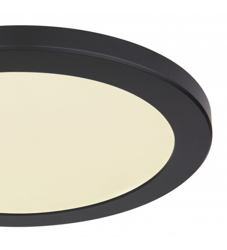 Plafon Lasse LED czarny 30cm płaski okrągły do salonu sypialni kuchni na przedpokój