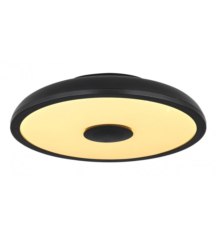 Wielofunkcyjny czarny plafon do łazienki Raffy LED efekt iskierek pilot głośnik LED RGB