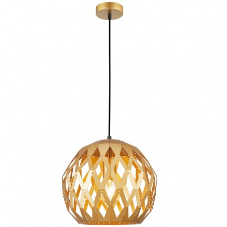 Złota lampa wisząca Hilo 28cm metalowa ażurowa kula do salonu sypialni kuchni jadalni