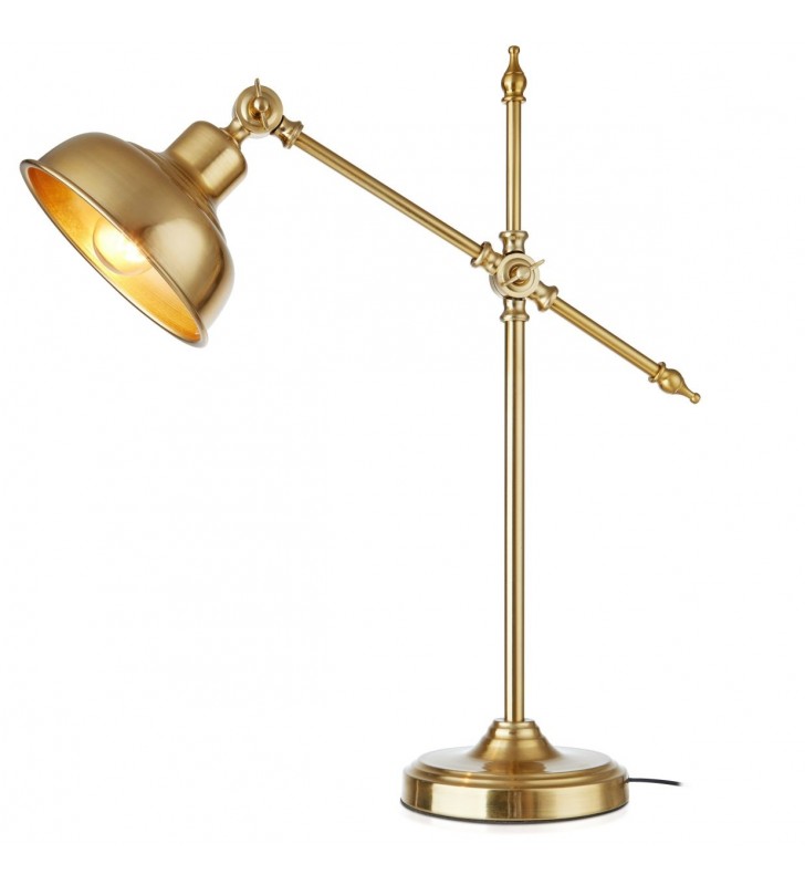 Stylowa lampa biurkowa gabinetowa stołowa Grimstad ciemny mosiądz regulowana